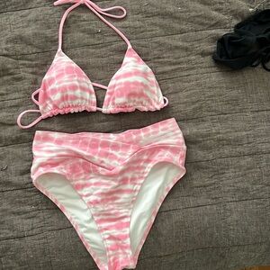 VS pink high waisted, triangle bikini set